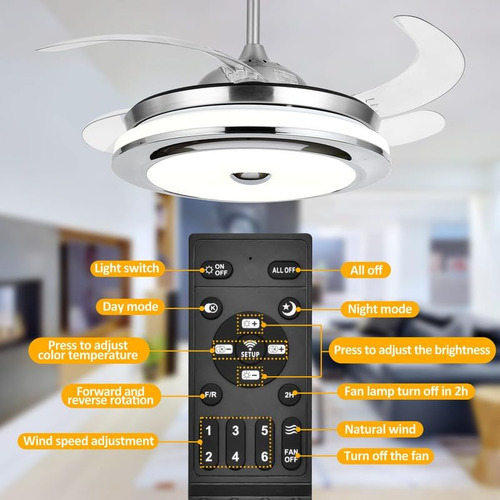42 Ventilador De Techo Reversible Bluetooth Con Luz Y Altavo