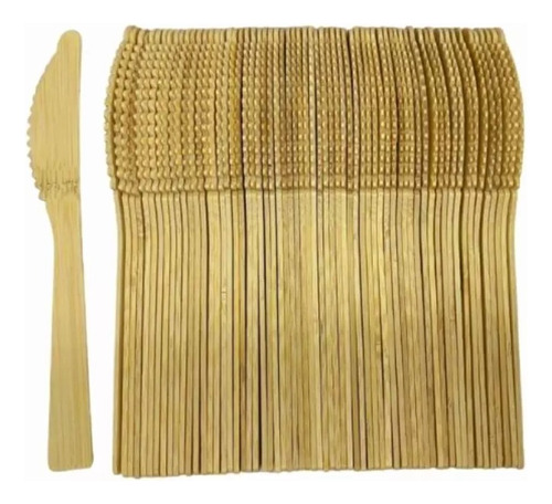 10 Cuchillos Madera Bambú Descartables Cotillon Ecologicos