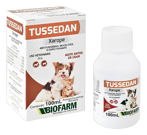 Tosse Seca Persistente No Cachorro Tussedan Xarope 100ml
