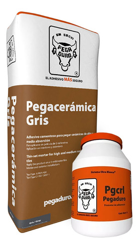 Kit Pegacerámica Gris + Pegacril De 1 Litro
