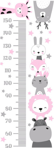 Imagen 5 de 6 de Vinilo Decorativo Medidor Infantil Animalitos Nordico