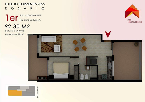 Departamento Un Dormitorio Al Contrafrente Con Balcón En Construcción - Abasto