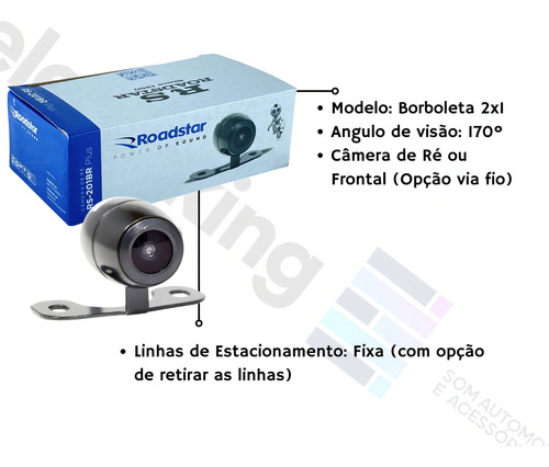 Kit 15 Câmera Ré/ Frontal Universal 2x1 Roadstar Rs201br