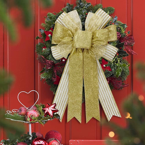 Lazos Grandes Para Guirnalda De Navidad, Cinta Navideña Con