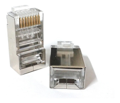 Imagen 2 de 2 de Ficha Plug Rj45 Blindado Cable De Red Ftp Cat5e Macho X 100