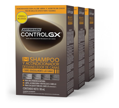 Just For Men Control Gx 2 En 1 Desvanecedor De Canas 3 Pack 