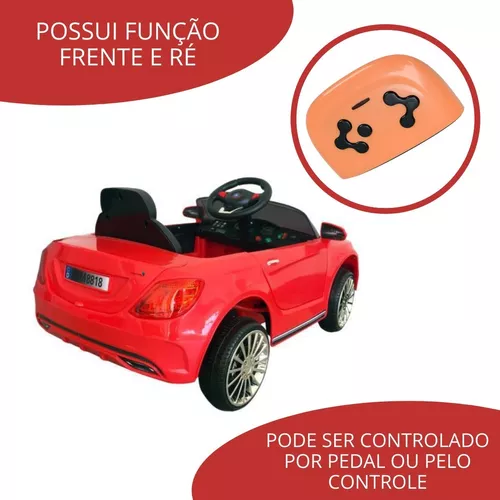 Mini Carro Elétrico Infantil Com Controle Remoto Vermelho BW028VM