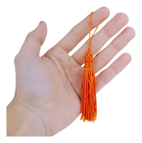 Pingente De Seda Tassel - Franja - Laranja - C/50 Nybc