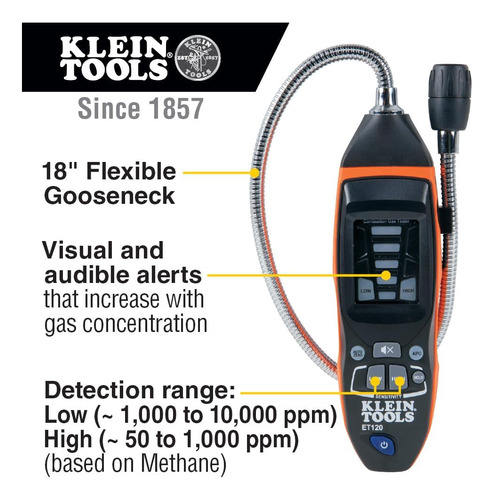 Klein Tools Detector De Fugas De Gas Et120, Probador De Fuga