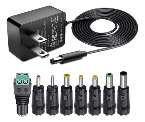 12v 1a Adaptador De Ca Cargador De Repuesto 8 Puntas Ca...