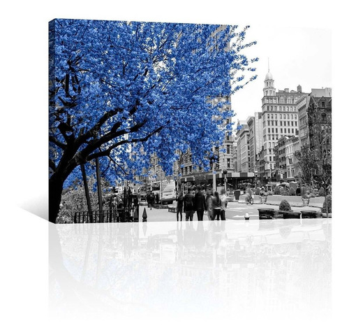 Cuadro Decorativo Nueva York Canvas Otoño Azul En La Ciudad