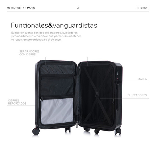 Valija Rigida Carry On Chica + Bodega Grande Paris T-onebag Negro París