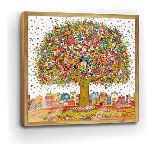 Cuadro De Madera Con Poster Arbol De La Vida 50x50cm