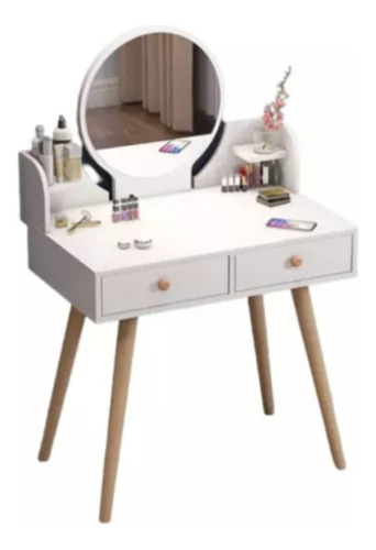 Mesa Maquillador Blanco Escritorio 2 Cajones Espejo Touch