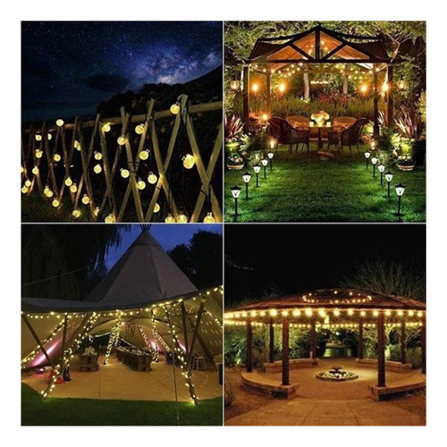 Yn Guirnalda De 100 Luces Solares Impermeables Led P/ext.