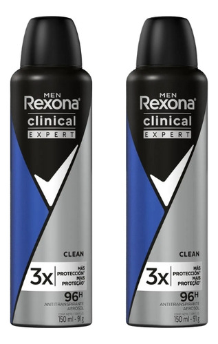 Desodorante Aero Rexona Clinical 150ml Masc Clean-kit C/2un