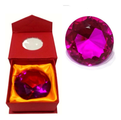 Pedra Do Poder Diamante Peso De Papel Vidro Jóia - Pink