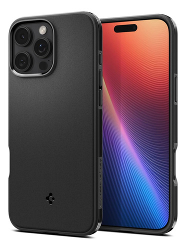 Funda Spigen Essential Sand Blast Para Iphone 16 Pro Max Neg Mate Negro Nombre Del Diseño