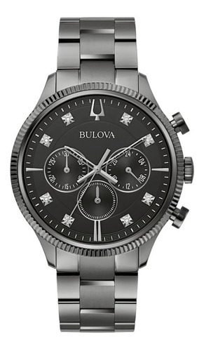 Reloj Bulova Diamantes Negro Para Hombre 98d179 Original