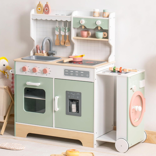 Cocinita Para Niños De Madera C/luz Y Sonido, Robud, Verde