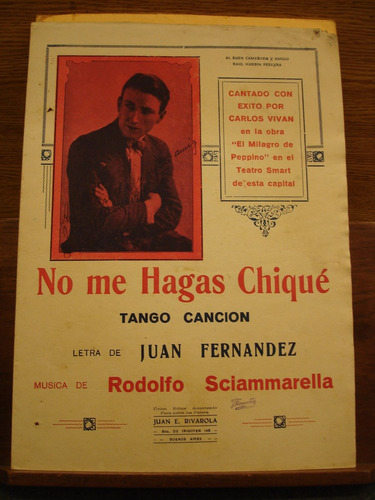 Partitura No Me Hagas Chiqué Tango  Fernandez Sciammarella