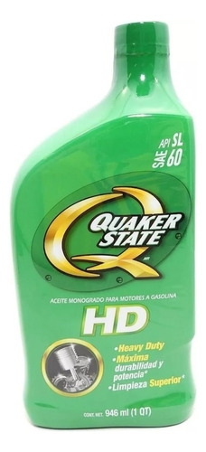 Aceité Monogrado Sae60 Hd Quaker State 946ml C/u 16pz