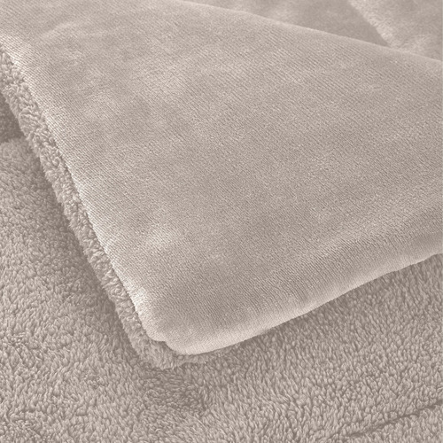Acolchado Con Corderito 2 1/2 Plazas Texura Simil Piel, Doble Relleno El Mejor De Color Vison Dublin