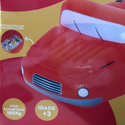Imagem 4 de 8 de Boia Picape Inflável Vermelha Com Cooler Flutuante Mor