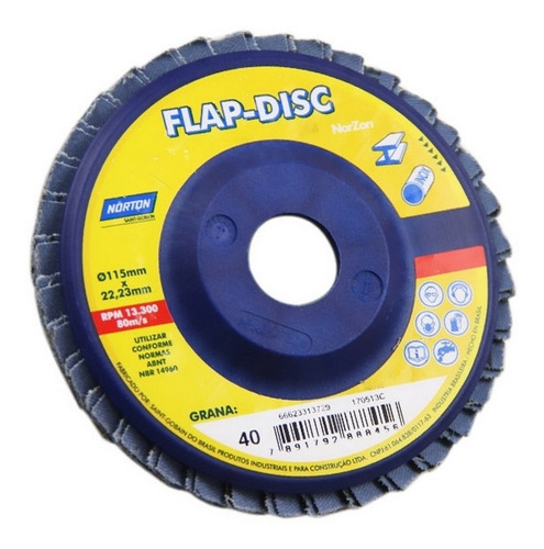 Disco De Lixa Flap Disc G60 4.1/2x7/8 Norton R822 Evolution