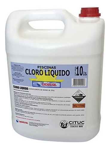 Cloro Liquido Para Piscinas Bidón 10 Litros