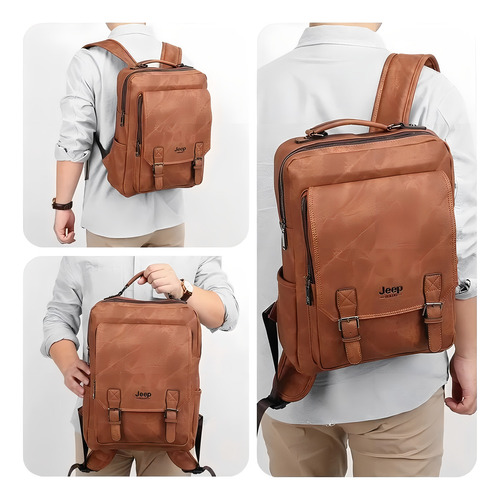 Mochila Jeep Buluo para hombre, bolsa de cuero de gran capacidad, auriculares negros