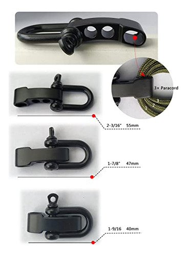 10 Hebillas De Pulsera Paracord Negras Ajustables En U Con F