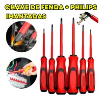 Comprar Kit 6 Chaves Philips E Fenda Isolada Eletricista Imã Jogo Com Cabo Emborrachado Vbs Brasil Ferramenta Profissional Imantada