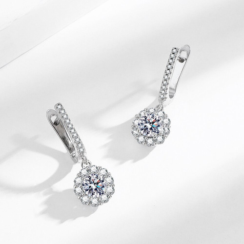 Pendientes De Aro De Moissanita Flores Para Mujer, , Pendientes De Plata 925 Para Mujer, Pendientes De Diamantes De Moissanita,navidad, Bodas, Aniversarios, Regalos Para Mujeres, Mamás