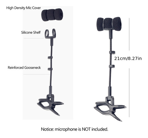 Soporte Negro Ajustable Para Micrófono De Instrumento De Vio