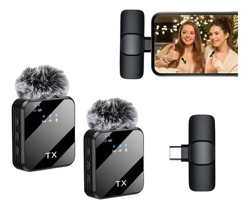 Micrófono Inalámbrico Lavalier 2 En 1 Para Teléfono Celular,