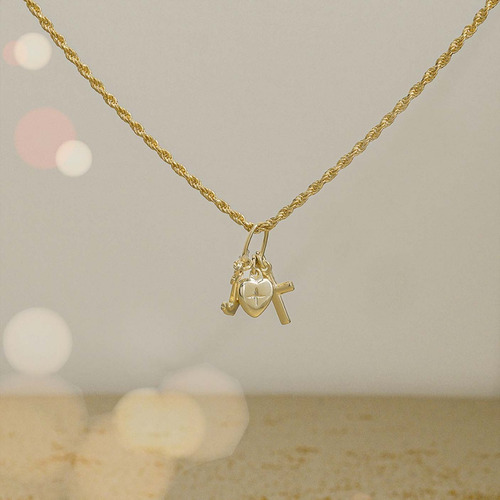 Imagen 2 de 4 de Cadena Lazo 45cms +dije Tres Gracias Oro Laminado 18k