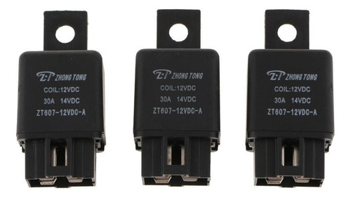 3pcs Zt607 Dc12v 30a 4pin Heavy Duty Spst Relé De Alta