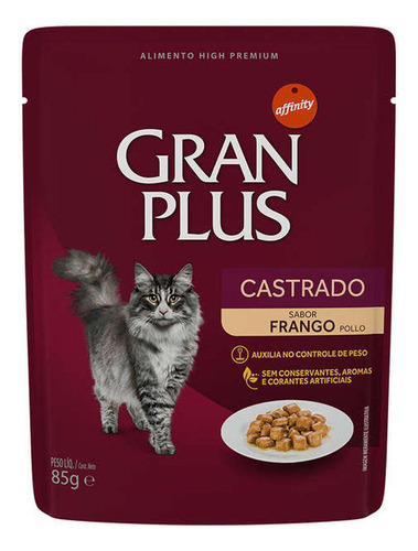 Sachê Gran Plus Gatos Castrados Frango 85g