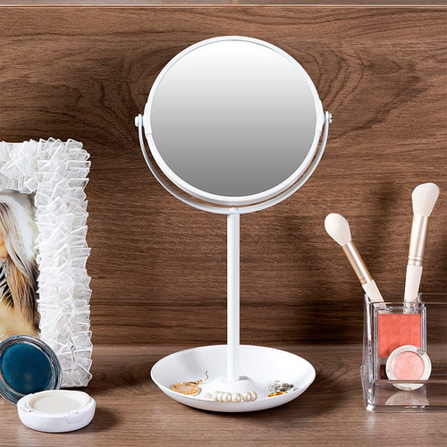 Espejo Mesa Blanco 2 Caras 36,5×16cm Blanco Rotacion 360o Blanco