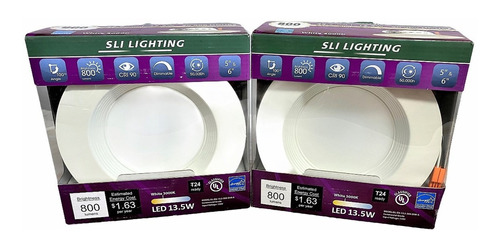 2x Lampara Empotrable Plafon/bote Sli 13.5 Watts Luz Calida Color Blanco