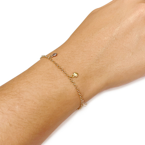 Pulseira Portuguesa Em Ouro 18k Corações Amarelo Branco Rosé