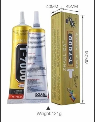 Imagem 2 de 2 de Cola Adesiva Preta T-7000 110ml Multiuso Fixa Tela Celular
