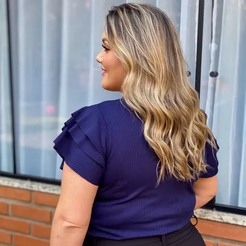 Blusa Feminina Plus Size Coleção Madri Marinho Italiano