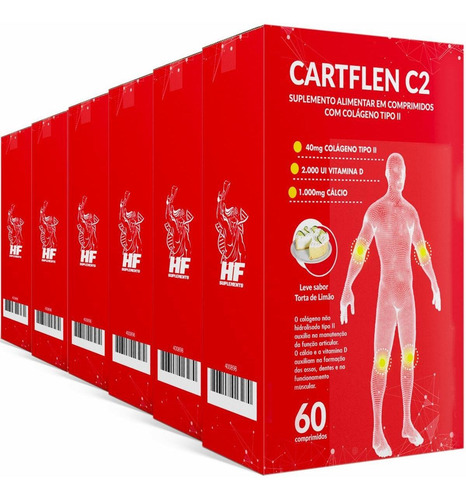 Imagem 1 de 9 de Black Friday Kit 6 Cartflen Colageno Tipo Uc2 Articulações