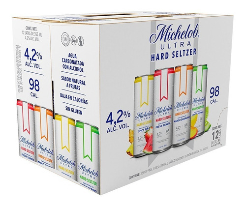 Michelob Ultra Hard Seltzer, 12 Latas 355ml, Mix De Sabores