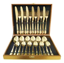 Comprar Kit Faqueiro Maleta De Talheres Inox 24 Pç Dourado Aço Inox