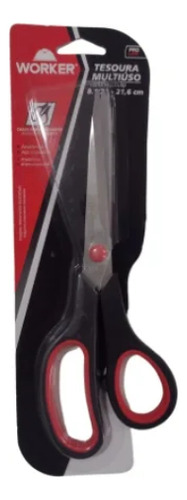 Tesoura Multiúso 8.1/2 - Preta Com Vermelho - Worker