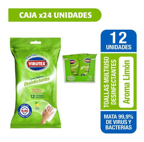 Caja Toallas Desinfectantes Pouch Limón 24 X 12 Un