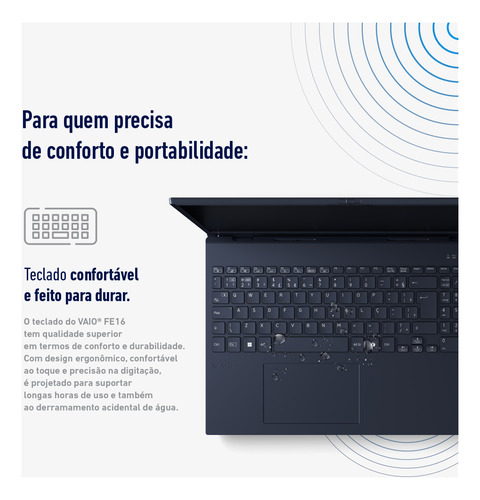 Notebook Vaio Fe16 Amd Ryzen 5-5625u Windows 11 Home 8gb 256gb Ssd Wi-Fi 6 Tela 16" Ips Wuxga Antirreflexo - Cinza Grafite - Vjfe69f11x-b0421h - Memória Expansível até 64GB